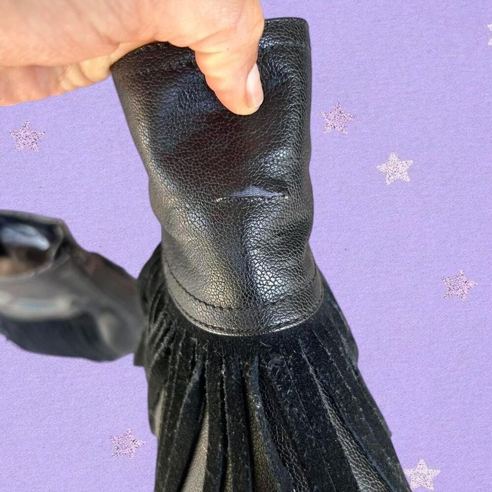 Black leather fringe boots - Picture 8 of 8